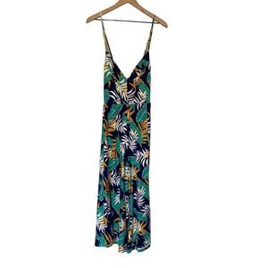 Poof NY Medium Tropical Wide Leg Cropped Jumpsuit Jumper Sleeveless Summer